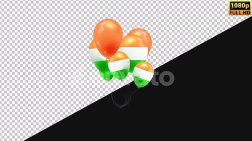 India Independence Day With Balloons | Alpha Channel