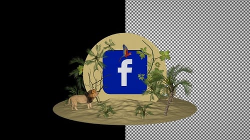 Rotating Oasis with Facebook Logo Inside, Alpha Channel, Exclusive, 3D Render, Unique Design