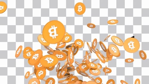 Falling Bitcoin Coins Seamless Loop Animation