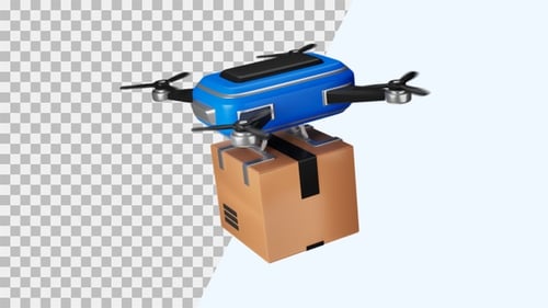 Modern 3D Drone Delivering Package Animation Loop