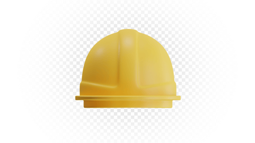 Casco de seguridad de construcción amarillo renderizado en 3D aislado sobre fondo blanco