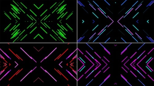 Abstract Neon Light Rays Symmetrical Motion Background Loop