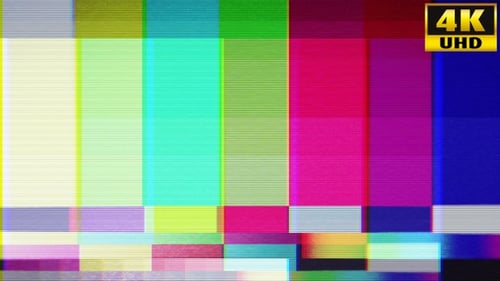 Retro Glitch TV Signal Color Bars Transition
