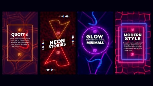 Animated Neon Glowing Quote Frames for Vertical Stories
