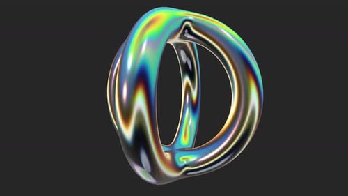 Abstract Object Torus Cloner Circle Metal Steel Glossy Reflection Chrome Holographic Hologram Trance