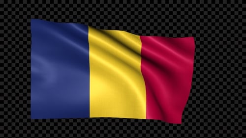 Chad or Romania Realistic Flag Waving with Alpha Channel