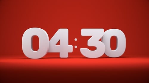 Minimalist 3D Countdown Timer on Red Background
