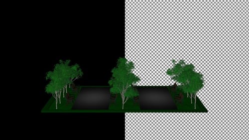 Nature Scene with Park Recreation Area, Alpha Channel, Looped Rotation, Exclusive, 3D Render