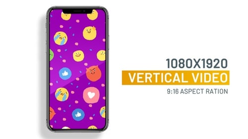 Hand-Drawn Emoji Reactions Looping Vertical Background