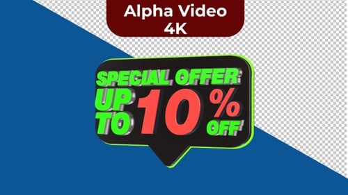 3D Animated Special Offer 10% Off Text Bubble