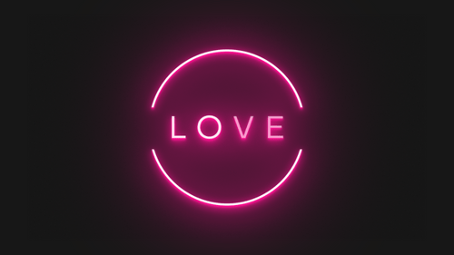 Neon Love Text Reveal in Circle Animation