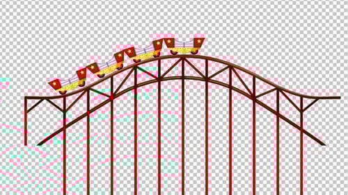 Animated Cartoon Roller Coaster Ride on Transparent Background