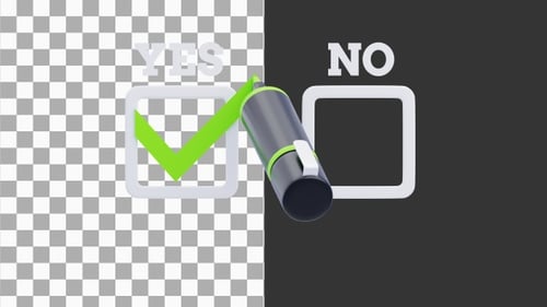 Animação 3D de marcas de verificação Sim | Alpha Channel