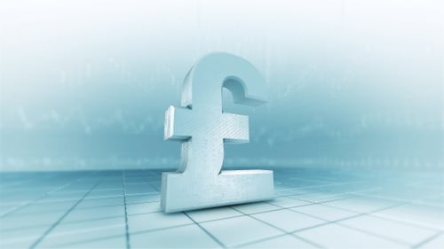 Animated 3D Pound Sterling Currency Symbol with Digital Tech Background