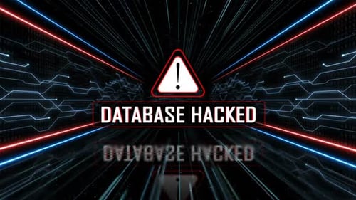 Database Hacked Text in a Tech Room, with Alpha Channel, Loop