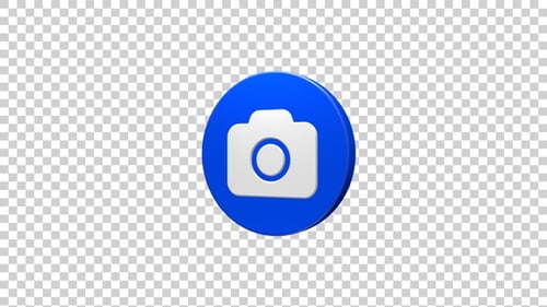 Fotokamera-Symbol rotierend blau