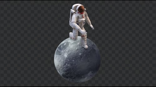 Running Astronaut in Pluto Surface, Loop + Alpha Channel