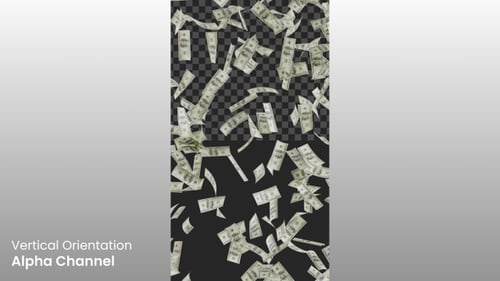 Falling Hundred Dollar Bills Vertical Loop with Alpha Channel