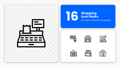 16 Animated Shopping and E-commerce Line Icons