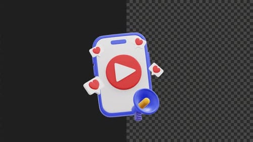 Fondo transparente de animación de iconos de marketing de contenidos 3D