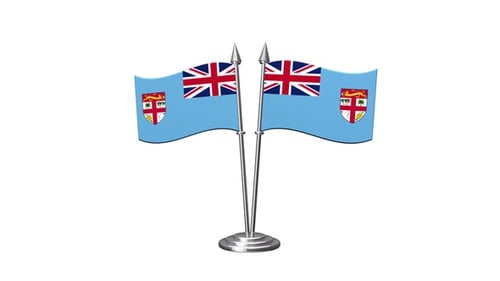 Fiji Flags Waving Desktop Stand 3D Animation