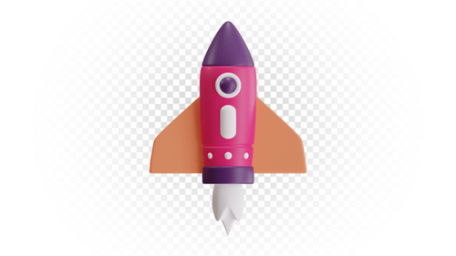3D Render of a Stylized Pink Spaceship Rocket for Startup Success Concept