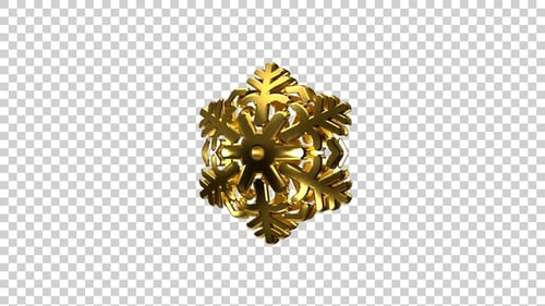 Golden 3D Snowflake Rotating Loop V4