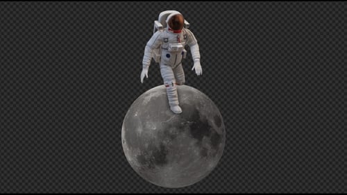 Running Astronaut in Moons Surface