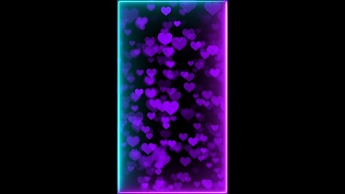 Vertical Neon Border Purple Heart Background Loop V2