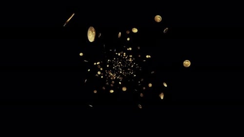 Virtuelle Kryptowährung Bitcoins fallende Münzen Green Screen Loop Animationshintergrund.