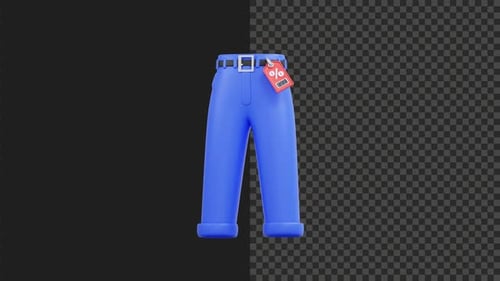 Animated 3D Pants Icon with Sale Tag