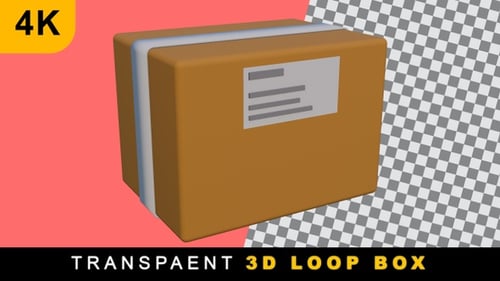 3D Cartoon Box Loop On Transparent Background