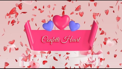 Falling Red Heart Confetti with Transparent Background