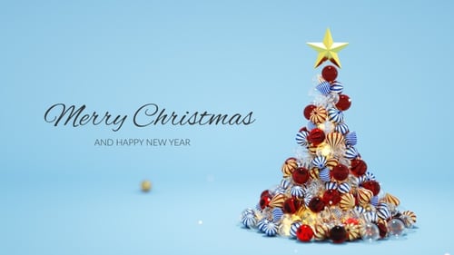 Animated Christmas Tree with Festive Baubles and Golden Star