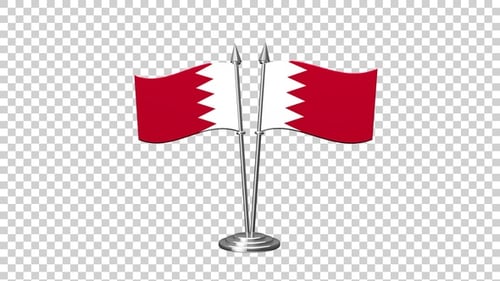 Waving 3D Flags of Bahrain on Desk Poles