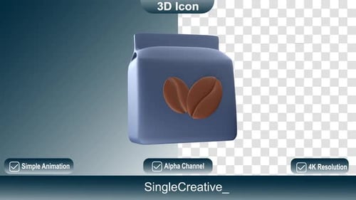 Animated 3D Minimalist Coffee Bag Icon