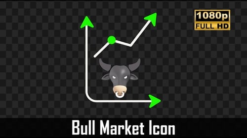 Animated 3D Bull Market Growth Line Graph
