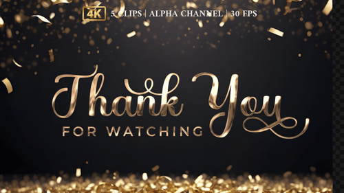 Elegant Golden Thank You Message Title with Confetti Animation