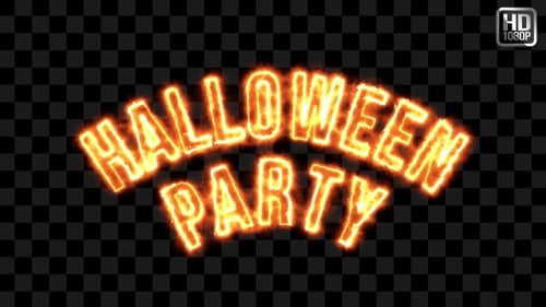 Animated Fiery and Glowing Halloween Party Text