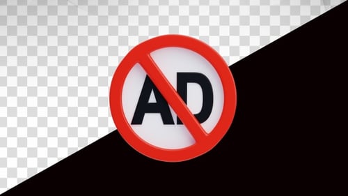 Rotating 3D No Ad Symbol Animation