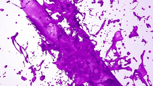 Dynamic Purple Liquid Splash with Flowing Stream