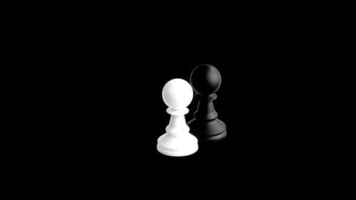 Minimalist Black and White Chess Pawns Swapping Positions