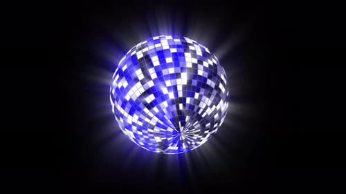 Animated Blue Retro Disco Ball Loop with Light Rays