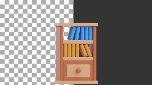 3D Animation of Modern Wall Bookshelf | Alpha Channel
