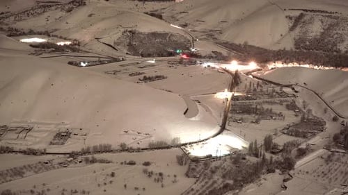 8K Snowy Night In Countryside