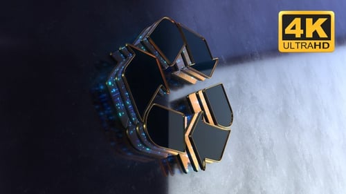 3D Blue Recycling Icon Symbol Logo Animation. Reduce Reuse Recycle Logo 4K