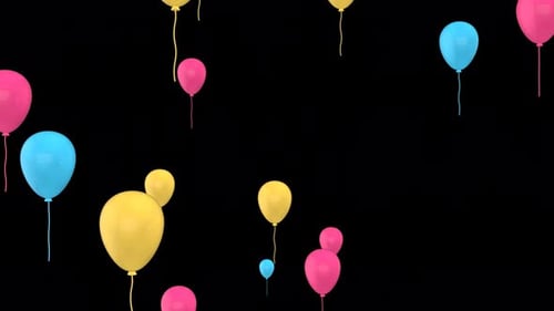 Colorful 3D Party Balloons Floating Upward Animation