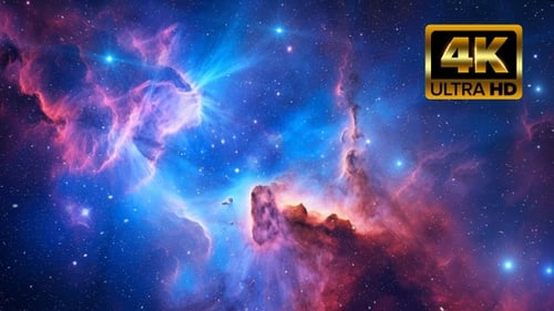 Flying Through Vibrant Space Nebula and Stars Loop Background