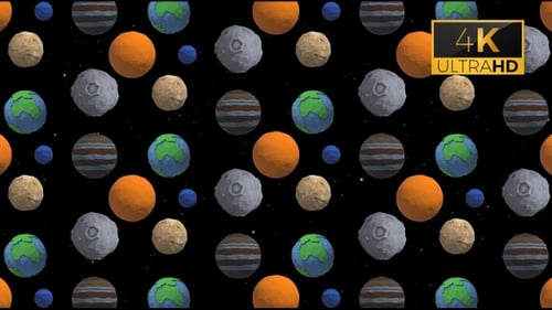 Hintergrundanimation mit nahtlosen Mustern und Schleifen von Galaxy-Symbolen