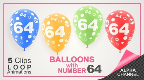 Colorful Helium Air Balloons With Number-64
